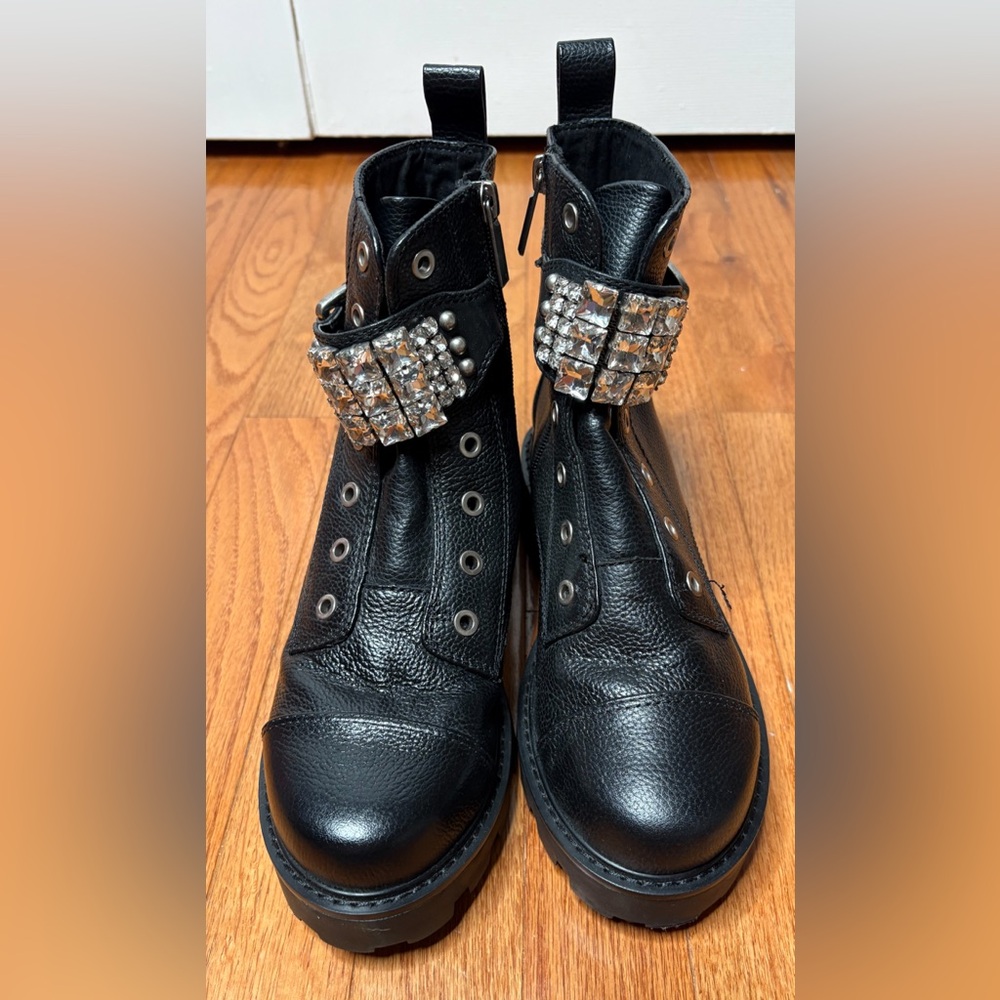 Karl Lagerfeld Black Studded Boots Size 6 NWOT